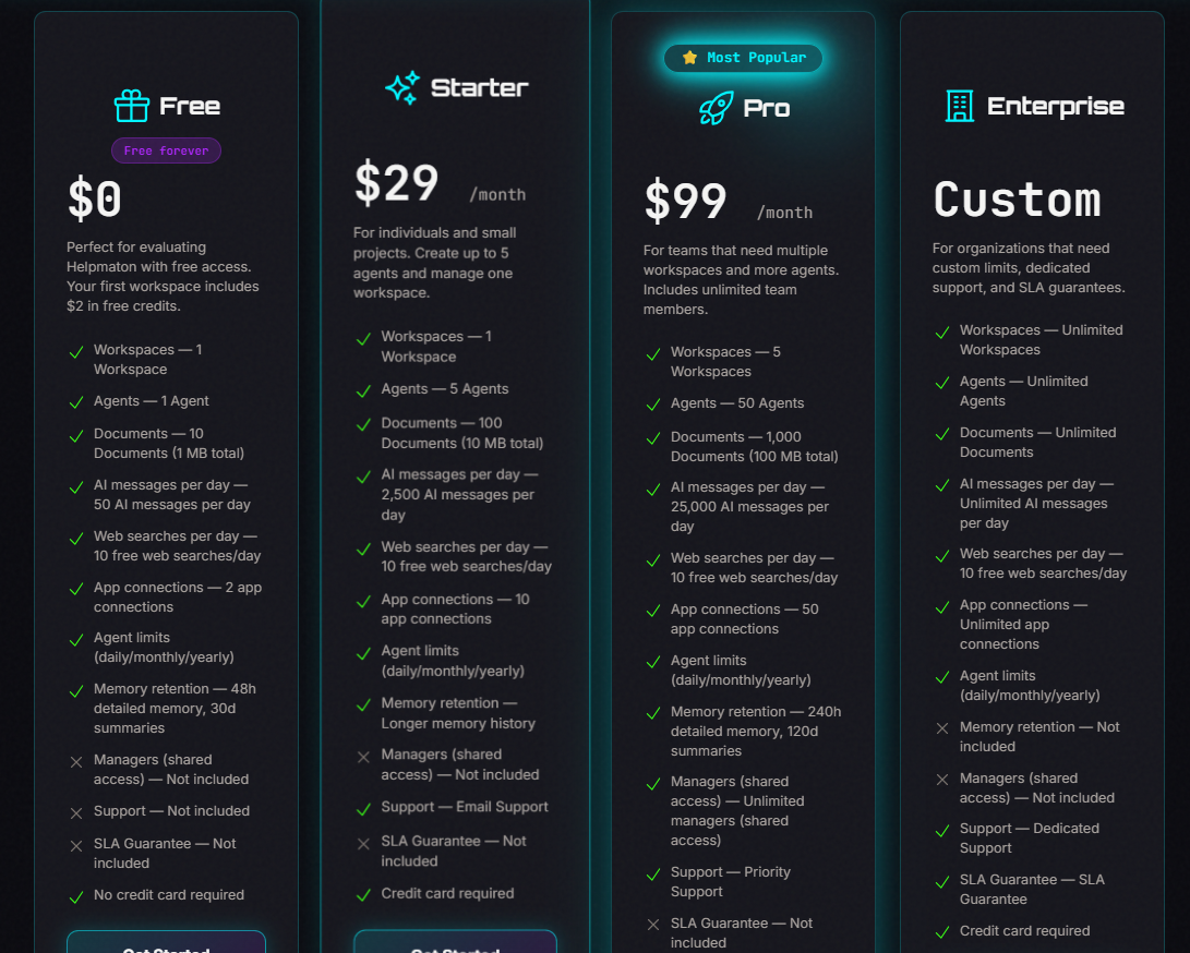 Helpmaton Pricing